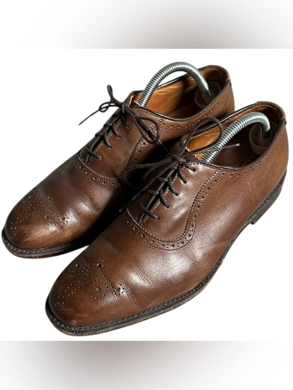 Allen‎ Edmonds Cornwallis Brogue Detailing Brown Leather Loafers Mens 9